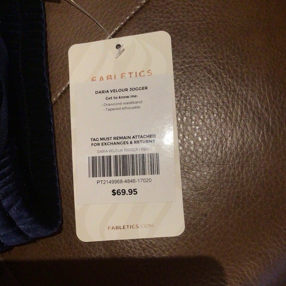 Navy velour track pants, NWT, XS - Picture 2 of 4